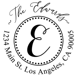 Solid Line and Dot Border Letter E Monogram Stamp Sample